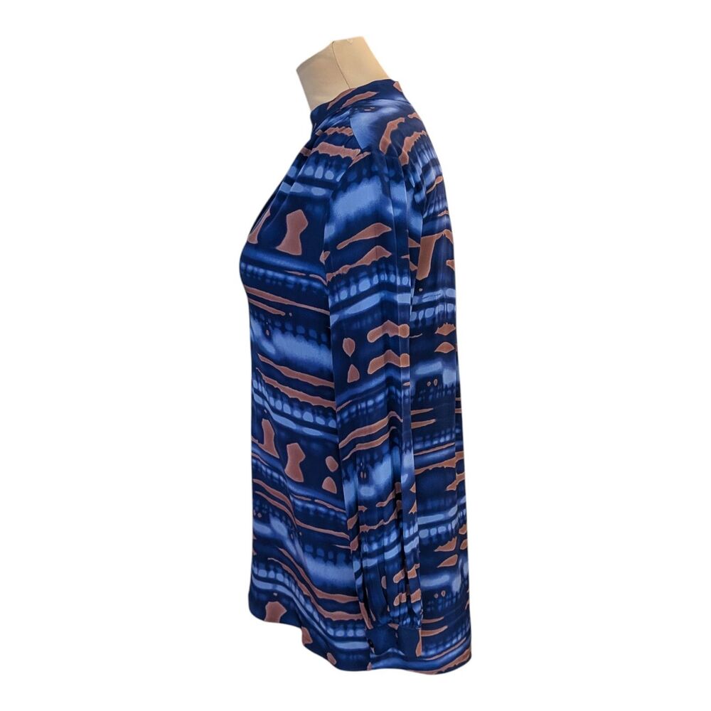 Aaron Ashe Tunic Women's XS Blue V Neck Silk Top Minimalist Quiet Luxury Career - Picture 4 of 10
